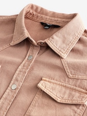 Pink Oversize Denim 100% Cotton Shirt - Image 6 of 8