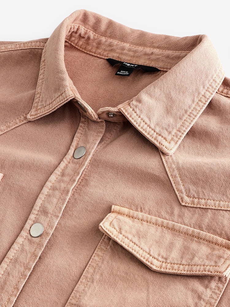 Pink Oversize Denim 100% Cotton Shirt - Image 6 of 8