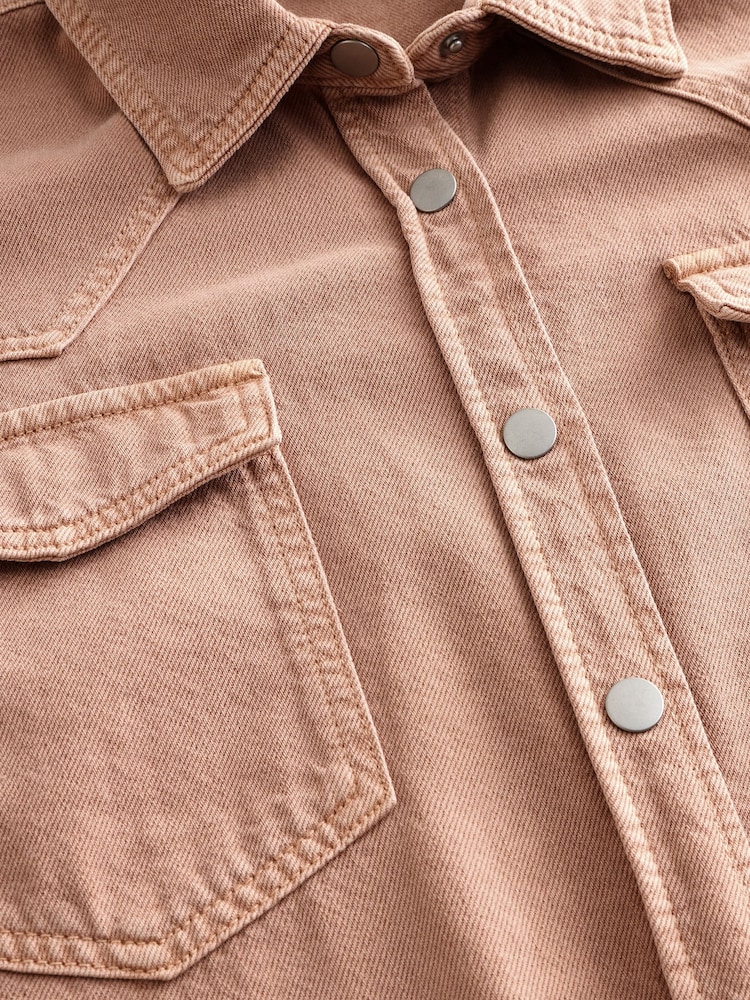 Pink Oversize Denim 100% Cotton Shirt - Image 7 of 8