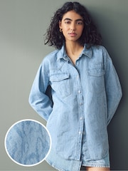 Snake Oversize Denim 100% Cotton Shirt - Image 1 of 9
