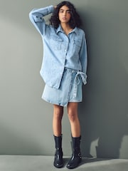 Snake Oversize Denim 100% Cotton Shirt - Image 2 of 9