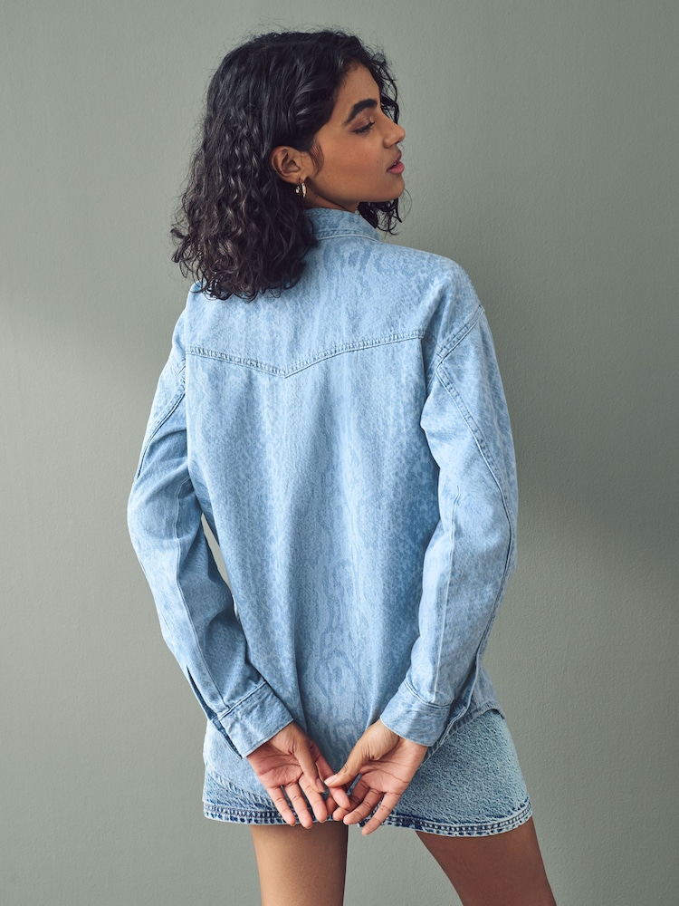 Snake Oversize Denim 100% Cotton Shirt - Image 4 of 9