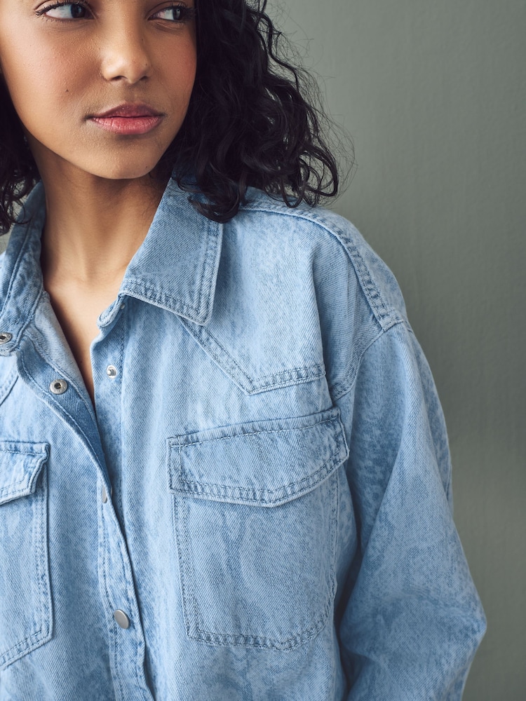 Snake Oversize Denim 100% Cotton Shirt - Image 5 of 9