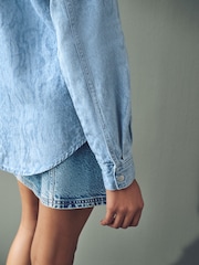 Snake Oversize Denim 100% Cotton Shirt - Image 6 of 9