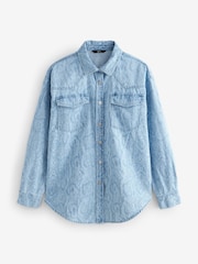 Snake Oversize Denim 100% Cotton Shirt - Image 7 of 9