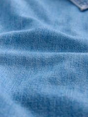 Bleu moyen - Chemise en jean 100% coton à taille cintrée - Image 6 de 7
