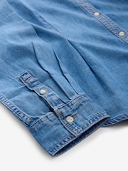 Bleu moyen - Chemise en jean 100% coton à taille cintrée - Image 7 de 7
