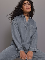 Grey Relaxed Easy Denim Shirt - Image 1 of 9