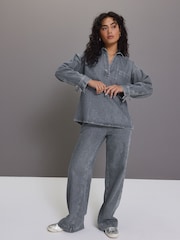Grey Relaxed Easy Denim Shirt - Image 2 of 9