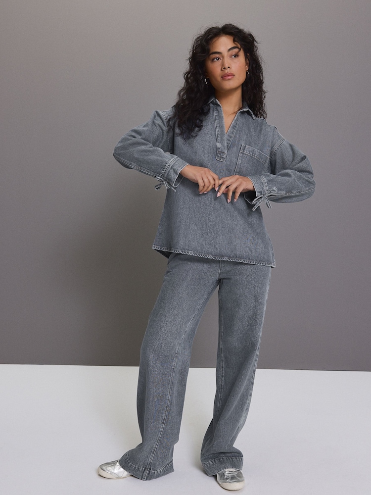 Grey Relaxed Easy Denim Shirt - Image 2 of 9