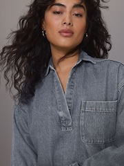 Grey Relaxed Easy Denim Shirt - Image 3 of 9