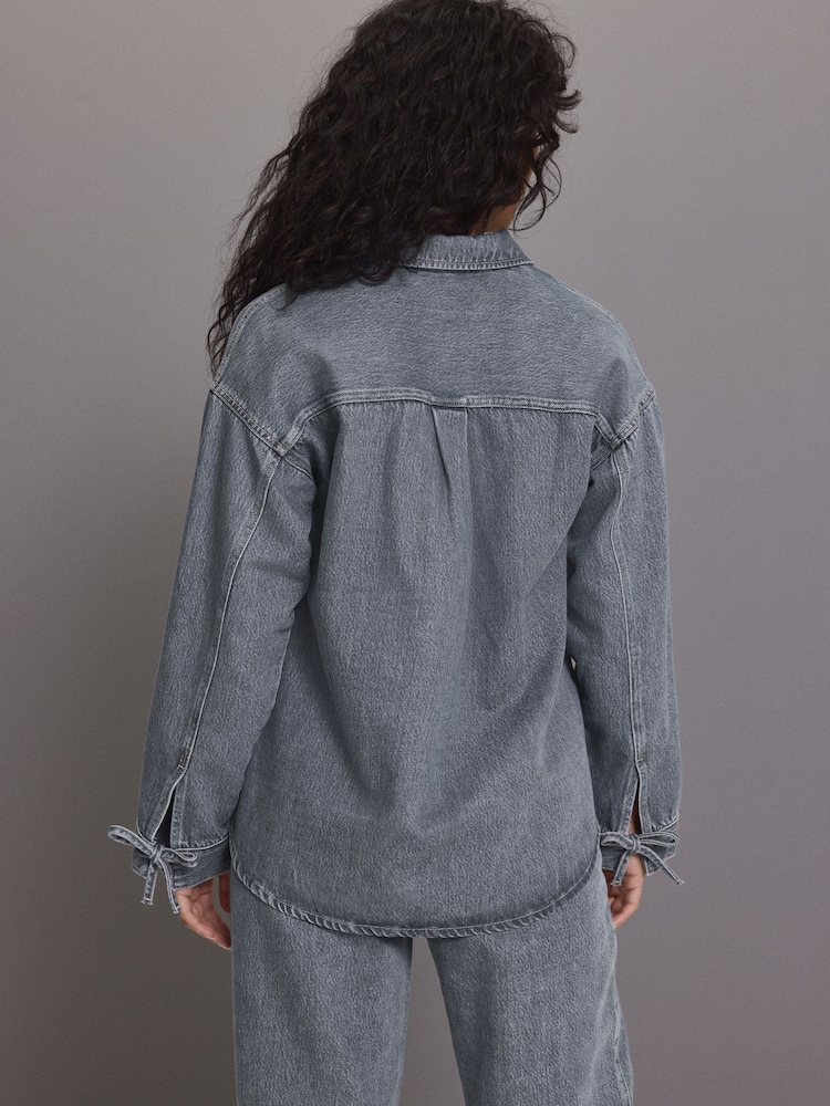 Grey Relaxed Easy Denim Shirt - Image 4 of 9