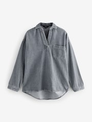 Grey Relaxed Easy Denim Shirt - Image 6 of 9
