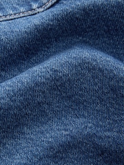 Dark Blue Cropped Denim Shacket - Image 4 of 5