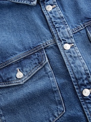 Dark Blue Cropped Denim Shacket - Image 5 of 5