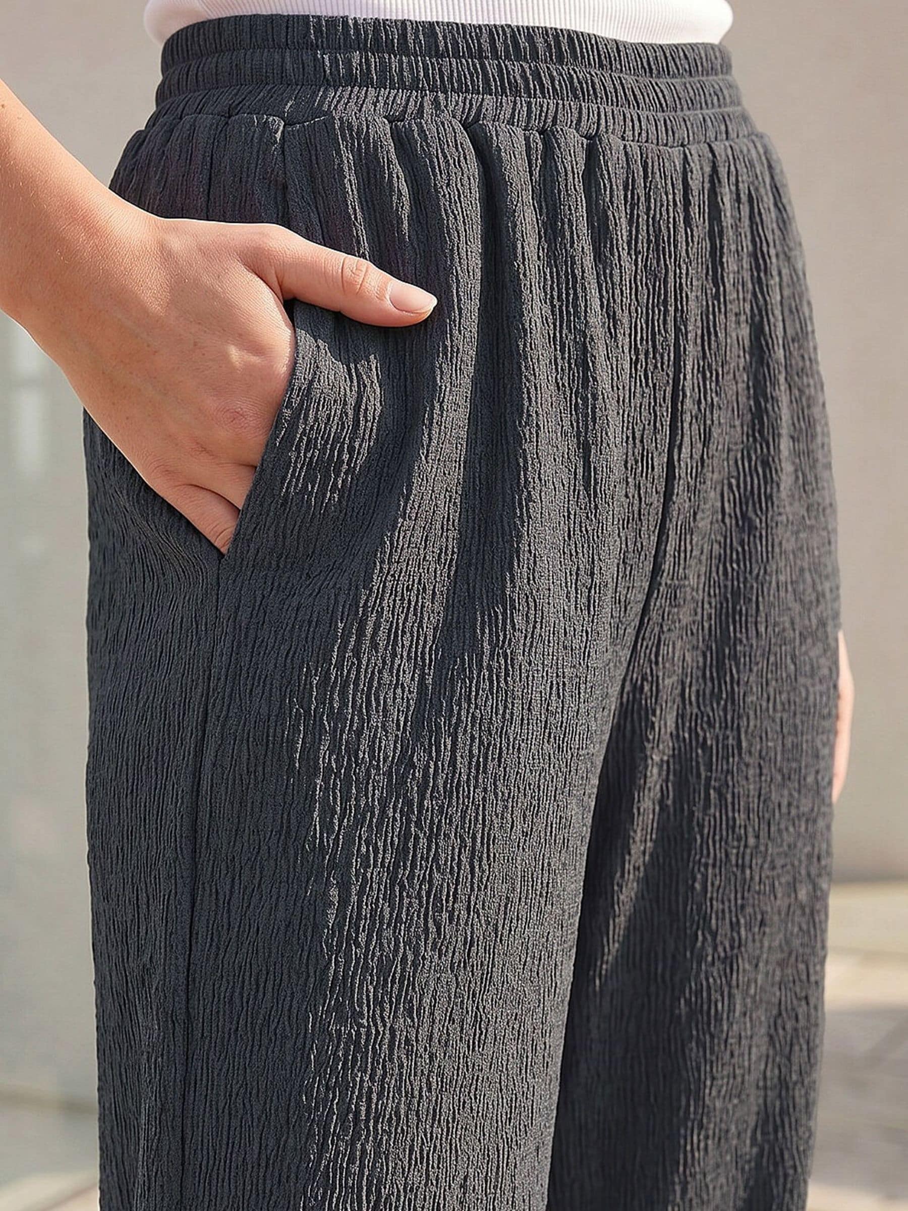 Buy Roman Grey Crinkle Textured Stretch Trousers from the Next UK
