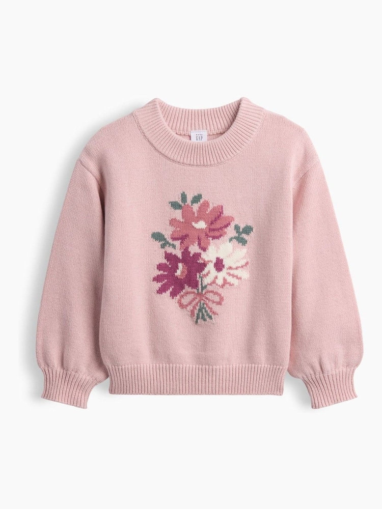 Gap Pink Bouquet Crew Neck Jumper (6mths-5yrs) - Image 1 of 2 Gap Pink Bouquet Crew Neck Jumper (6mths-5yrs) - Image 1 of 2