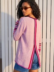 Roman Purple Contrast Stripe Detail Knit Jumper - Image 2 of 4