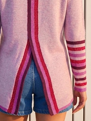 Roman Purple Contrast Stripe Detail Knit Jumper - Image 4 of 4