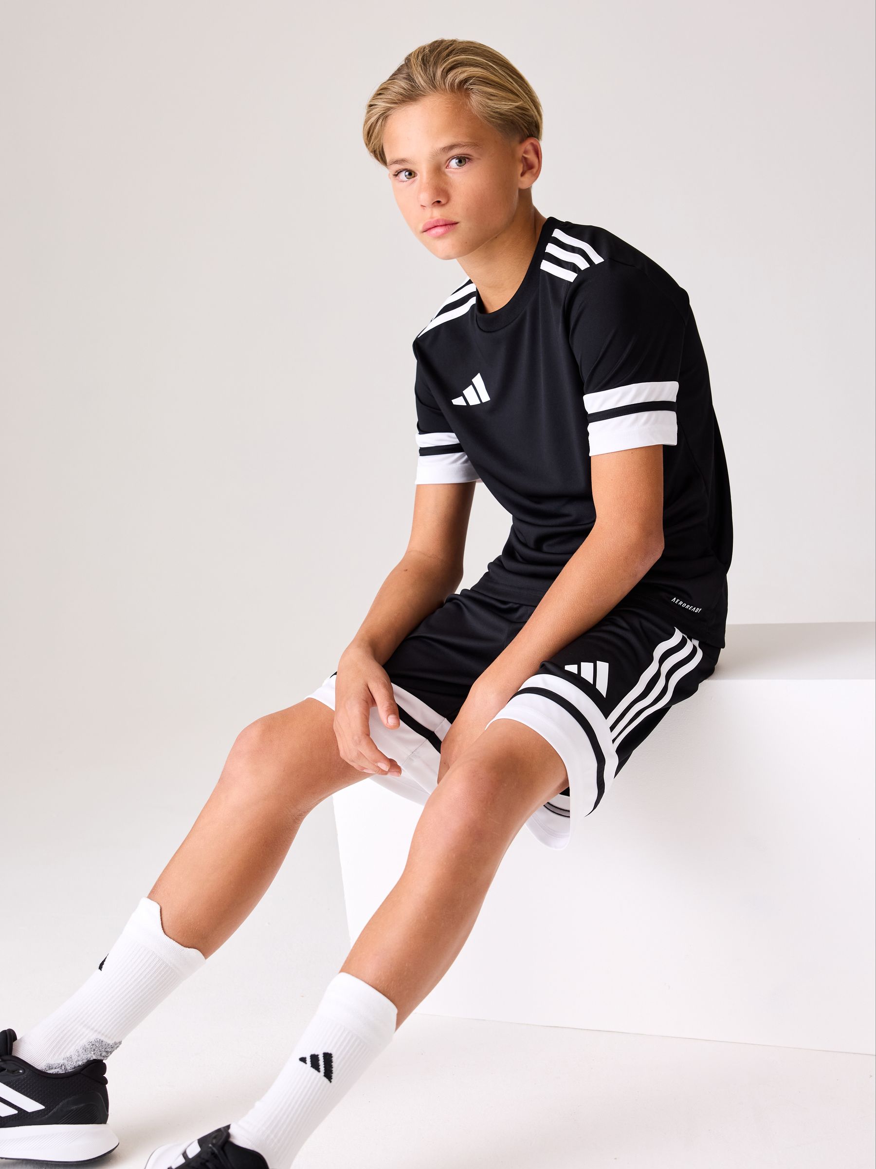 adidas White Grey Squadra 25 Kids Shorts view 1