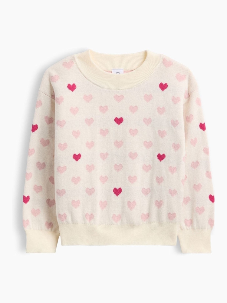 Gap Cream Heart Crew Neck Jumper (6mths-5yrs) - Image 1 of 2 Gap Cream Heart Crew Neck Jumper (6mths-5yrs) - Image 1 of 2