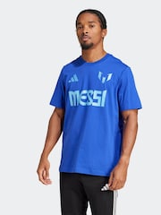 adidas Blue Messi Name and Number Graphic 100% Cotton T-Shirt - Image 2 of 6