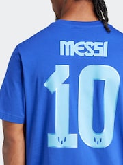 adidas Blue Messi Name and Number Graphic 100% Cotton T-Shirt - Image 5 of 6