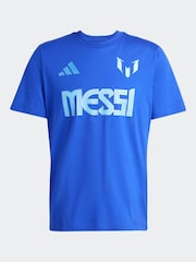 adidas Blue Messi Name and Number Graphic 100% Cotton T-Shirt - Image 6 of 6