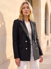 Roman Black Fray Mid Boucle Jacket - Image 1 of 4