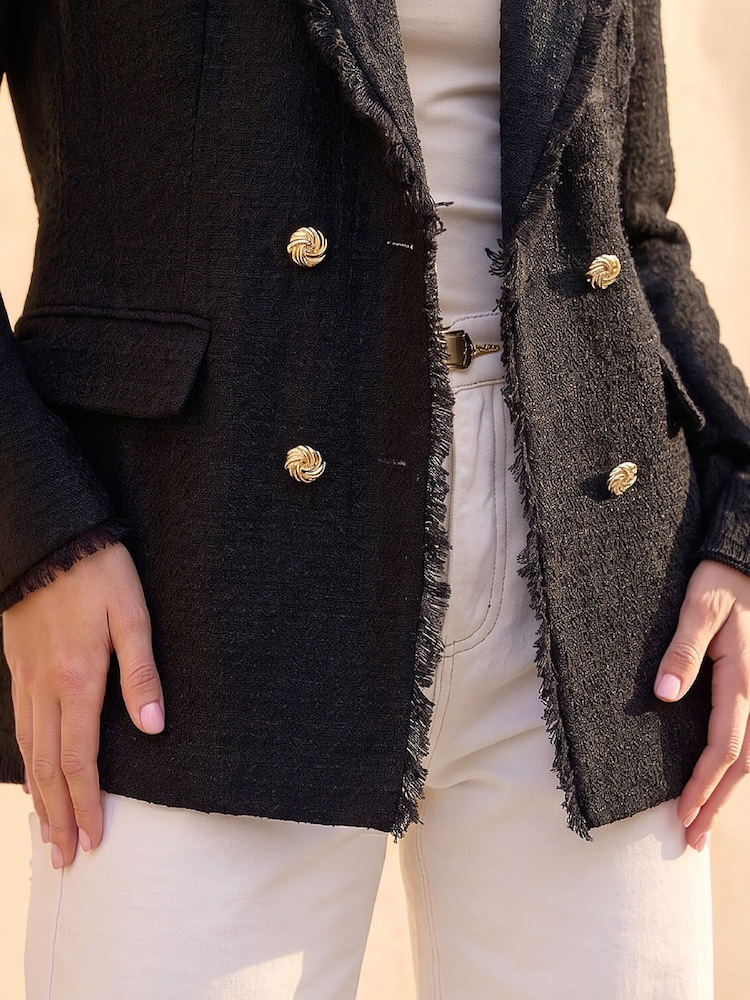 Roman Black Fray Mid Boucle Jacket - Image 4 of 4