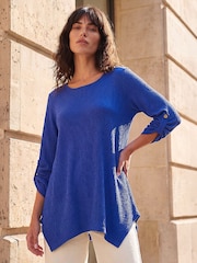 Roman Blue Textured Plain Tunic - Image 1 of 4