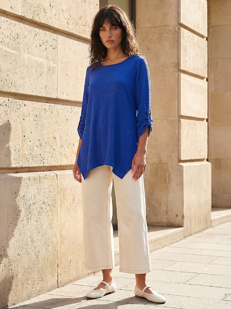 Roman Blue Textured Plain Tunic - Image 2 of 4 Roman Blue Textured Plain Tunic - Image 2 of 4