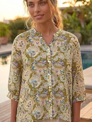 Roman Green Floral Print V-Neck Blouse - Image 2 of 4