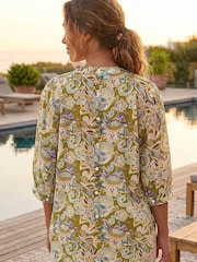 Roman Green Floral Print V-Neck Blouse - Image 3 of 4