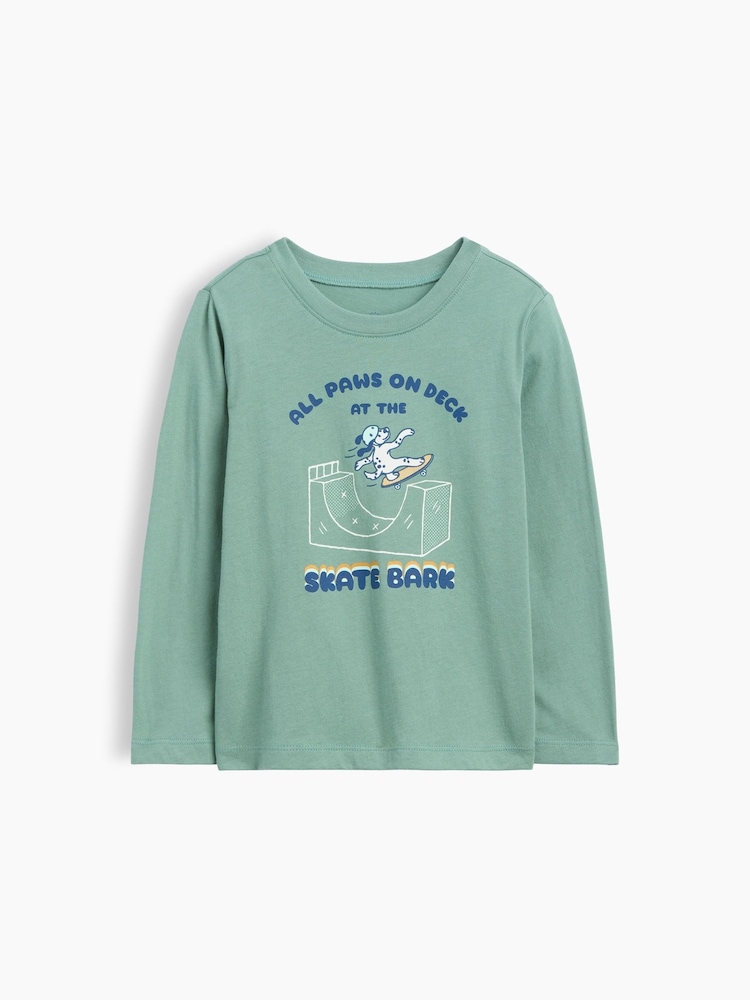 Gap Green Skater Dog Graphic Long Sleeve T-Shirt (6mths-5yrs) - Image 1 of 3