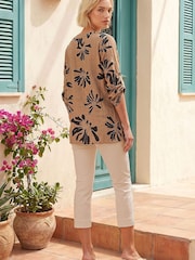 Roman Brown Floral V-Neck Top - Image 3 of 4