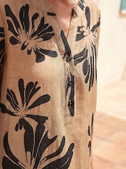 Roman Brown Floral V-Neck Top - Image 4 of 4