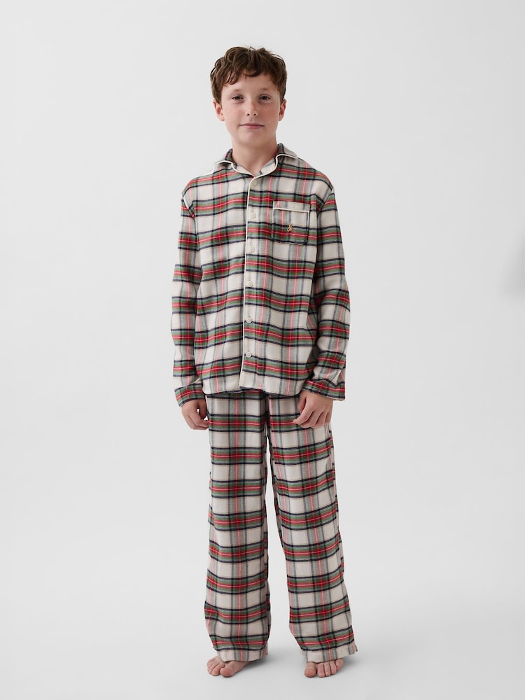 Gap Cream/Red Check Flannel Pyjamas Set (6-13yrs) - Image 1 of 4 Gap Cream/Red Check Flannel Pyjamas Set (6-13yrs) - Image 1 of 4