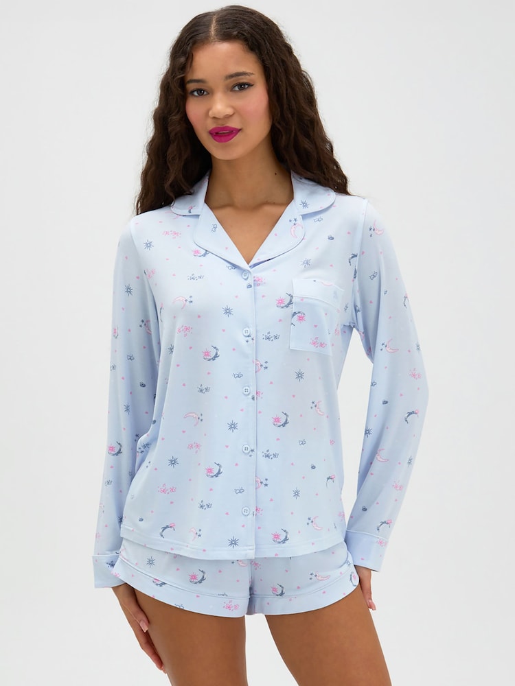 Boux Avenue Blue Moon & Stars Short Pyjamas Set - Image 2 of 7