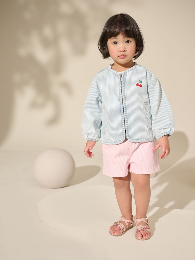 Blue 100% Cotton Stripe Zip Through Jacket (3mths-7yrs) - Image 2 of 9