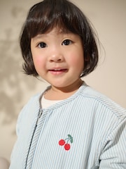 Blue 100% Cotton Stripe Zip Through Jacket (3mths-7yrs) - Image 4 of 9