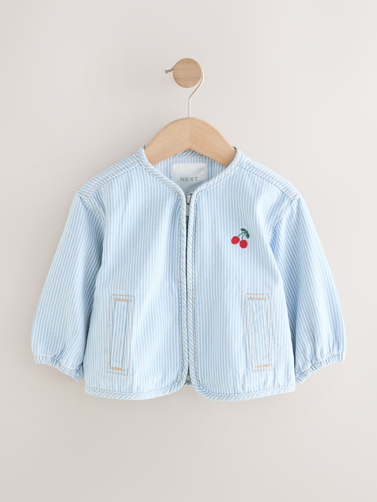 Blue 100% Cotton Stripe Zip Through Jacket (3mths-7yrs) - Image 5 of 9