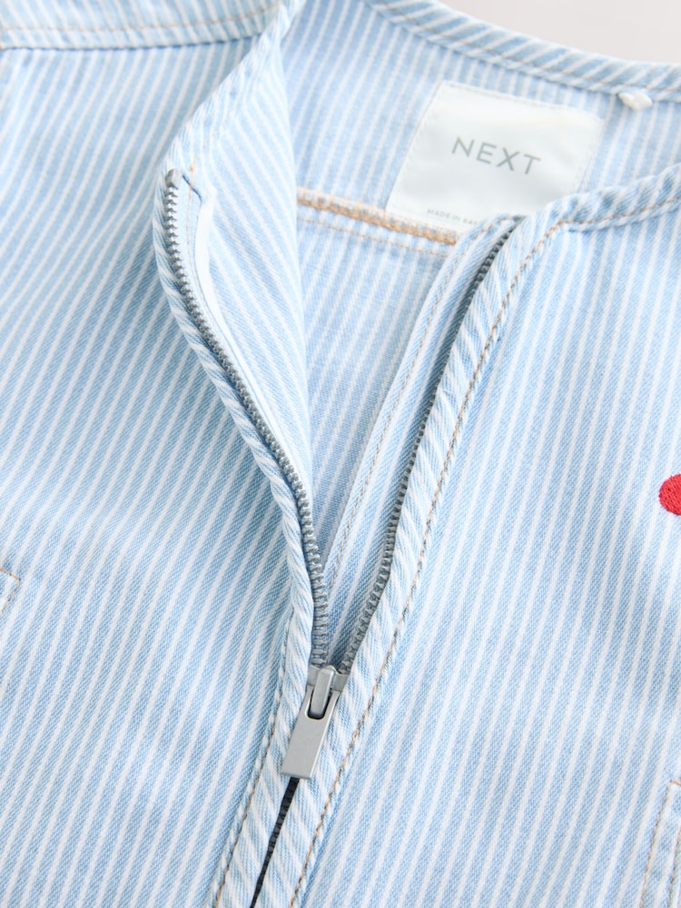 Blue 100% Cotton Stripe Zip Through Jacket (3mths-7yrs) - Image 8 of 9