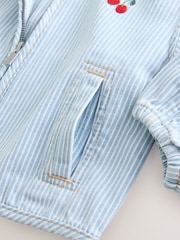 Blue 100% Cotton Stripe Zip Through Jacket (3mths-7yrs) - Image 9 of 9