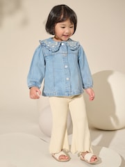 Blue Denim 100% Cotton Embroidered Frill Collar Jacket (3mths-7yrs) - Image 2 of 8
