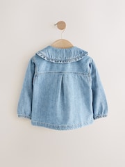 Blue Denim 100% Cotton Embroidered Frill Collar Jacket (3mths-7yrs) - Image 6 of 8