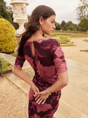 Lipsy Purple Short Sleeve Floral Mesh Midi Dress - Image 2 of 4