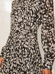 Lipsy Металлик Анималистический принт Лонгслив Ruched Mini платья - Image 3 of 4