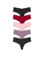 Victoria's Secret Black/Red/Pink/Purple Thong 5 Pack Knickers - Image 1 of 1