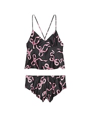 Victoria's Secret Black Bows Satin Open Back Cami & Shorts Set - Image 3 of 3